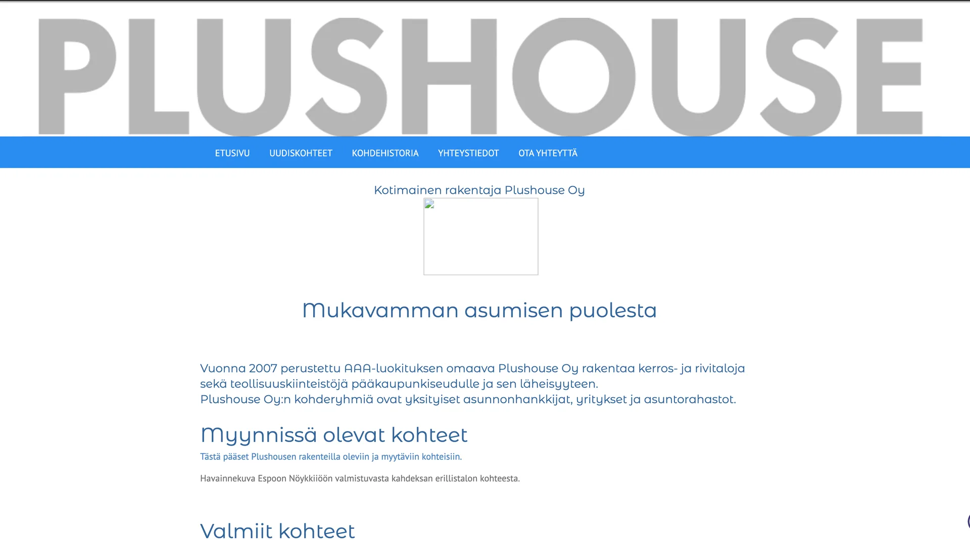 PlusHouse Oy:n vanha verkkosivusto