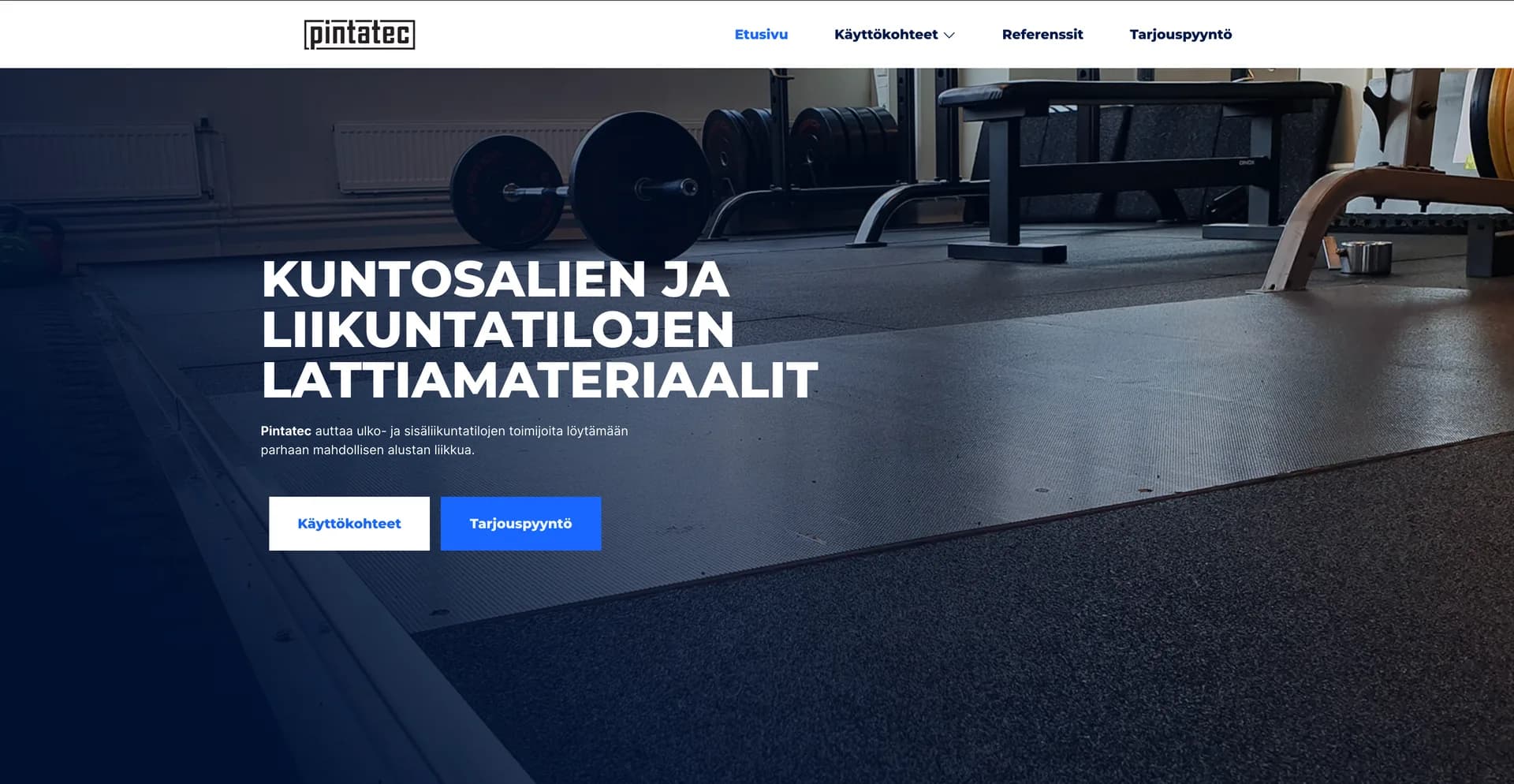 Pintatec Oy:n verkkosivuston hero-osio